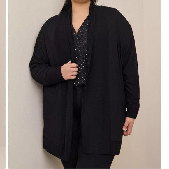 Torrid Super Soft Cardigan Dolman Sleeve Open Front Black size 1X - Picture 2 of 11